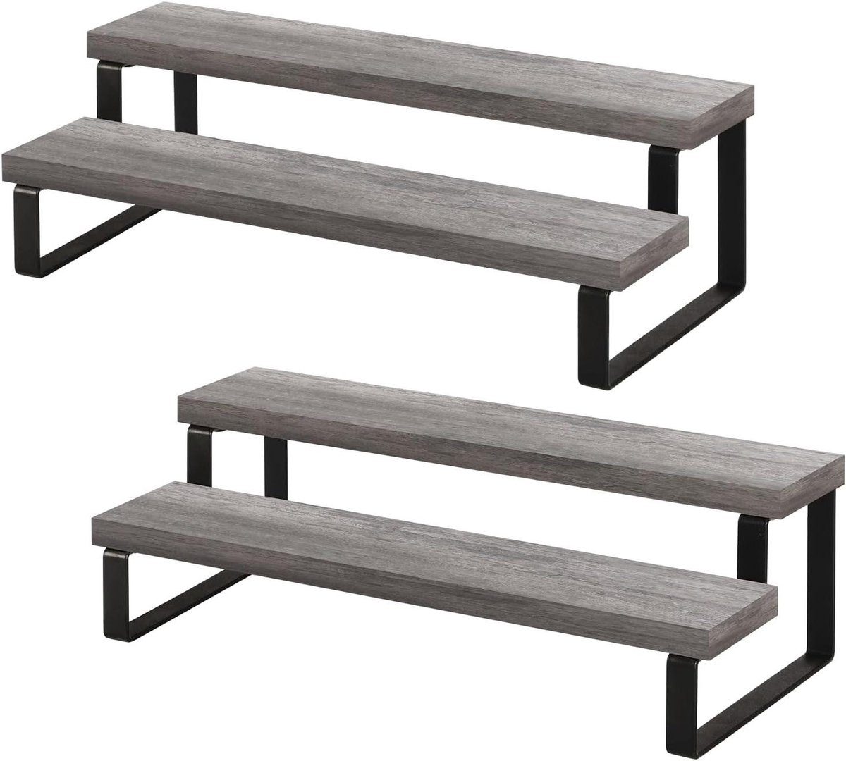 Display Riser Stand - Verhoger Bureau - Organiseren Werkplek - Twee Lagen - 2 Stuks - Grijs
