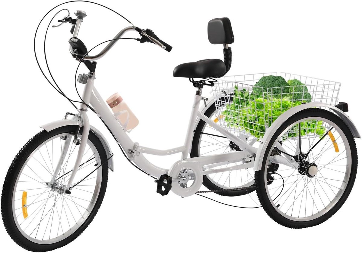 Opvouwbare Driewieler - Volwassen Driewieler - Boodschappen Doen - 7 Versnellingen - 120 kg Draagvermogen - Rood