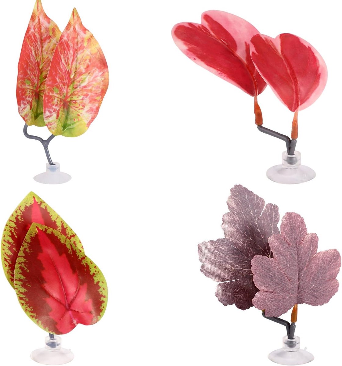 4 Stuks Betta Leaf Hammocks - Verstelbare Plastic Decoratie voor Betta Aquaria met Zuignap en Beugel voor Guppy's en Vissen om te Rusten