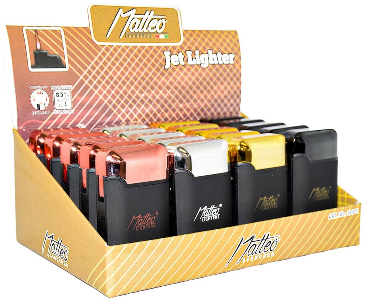 Matteo Los Angeles Jetflame Soft touch aanstekers Display (20 stuks)