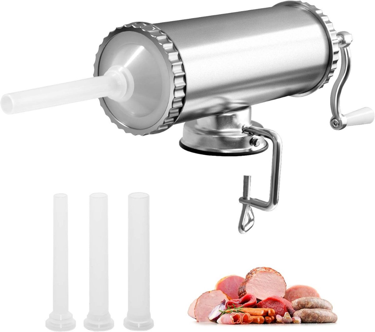 REN® Worstenvuller - Worstenmaker - Worstenvul Machine - Zilver - 37cm x 10cm x 12cm