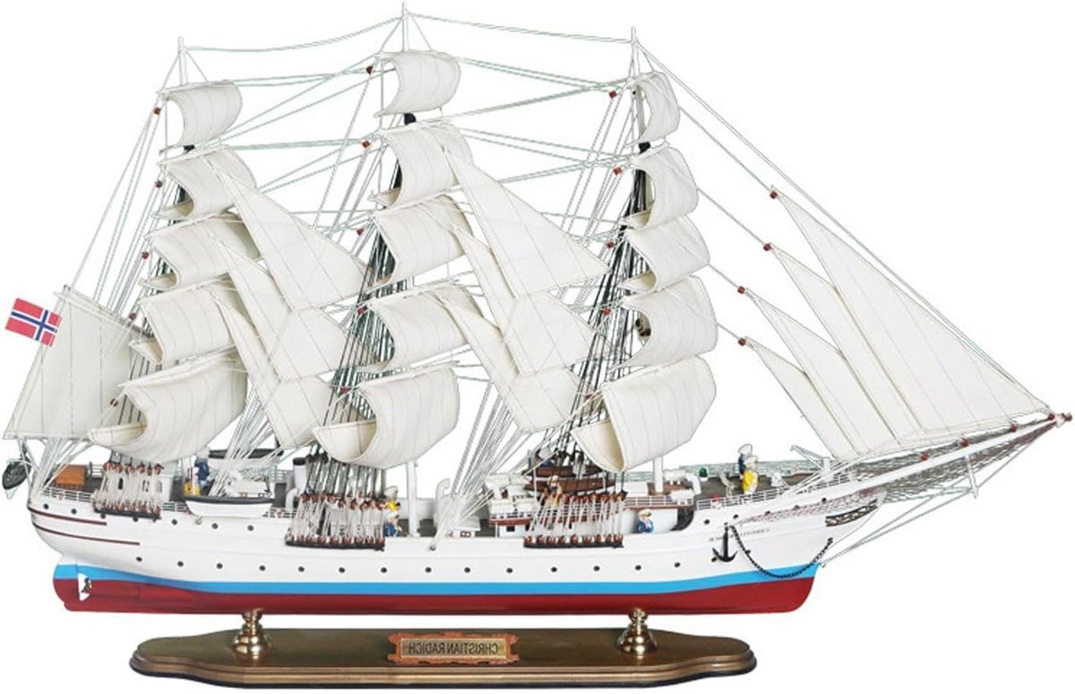 Houten Zeilboot Model - Scheepsmodel Decoratie - Woonkamer Verfraaien - Handgemaakte Kwaliteit - 52x33x9 cm - Houtkleurig