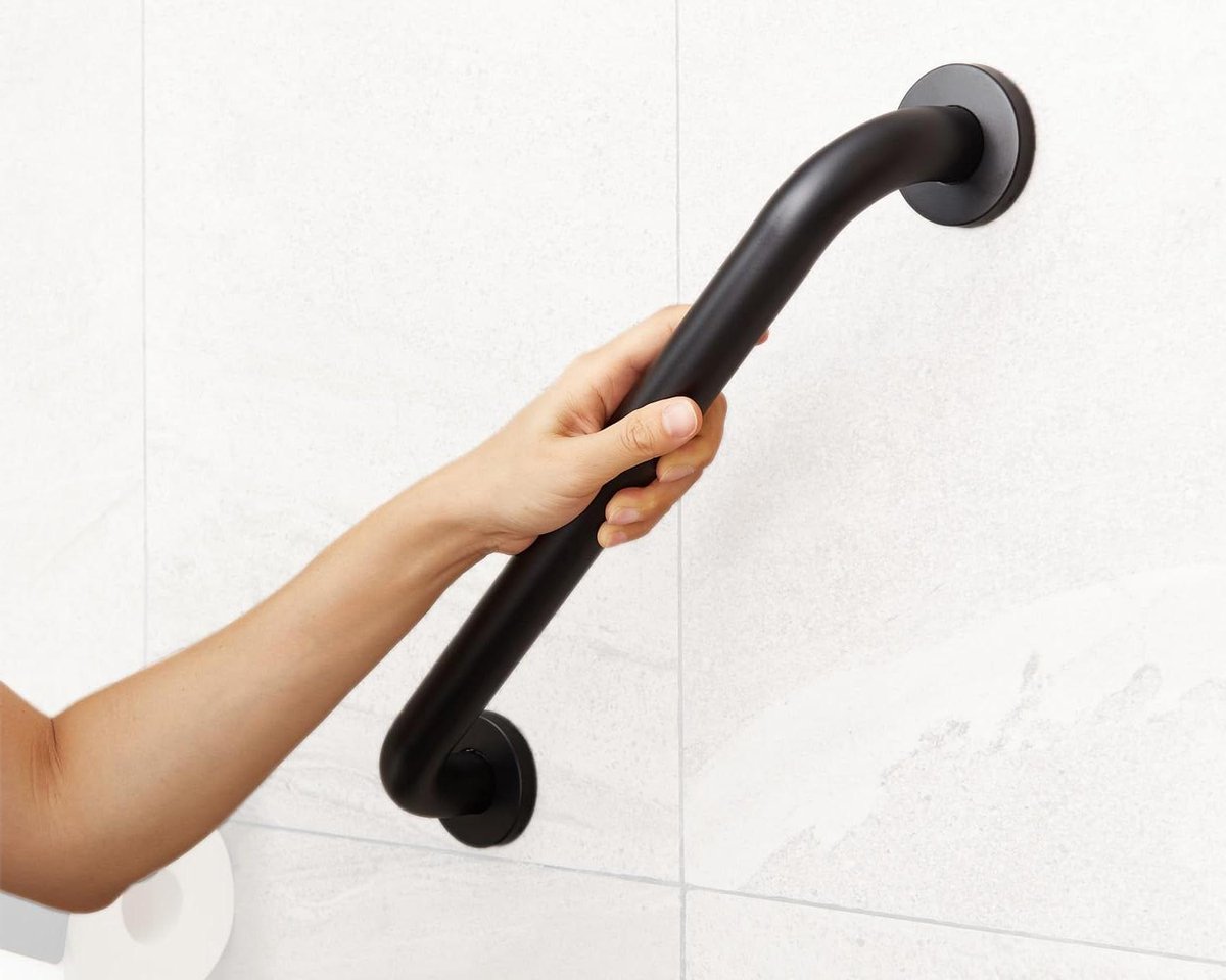 Handgreep Douche - Steunbeugel Badkamer - Veiligheid in Huis - Roestvrij Staal - 350 mm - Zwart Mat