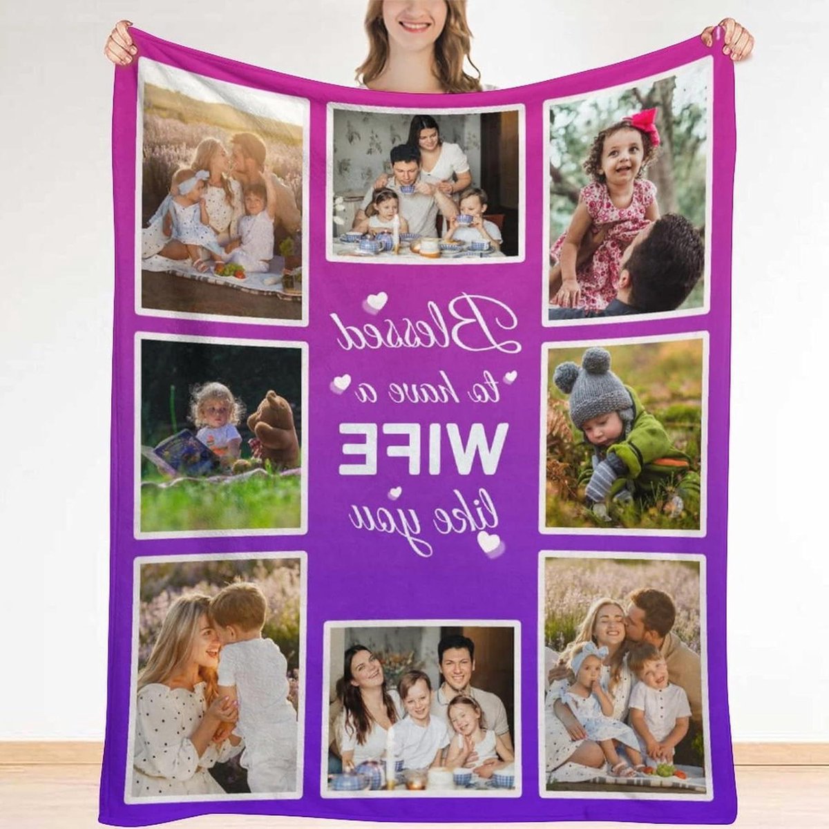 Gepersonaliseerde Deken - Fotodeken Plaid - Warme Knuffels Geven - Eigen Foto's Printen - 2 Pond - Meerdere Kleuren