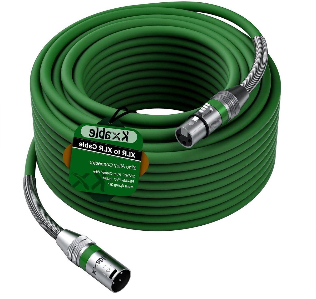 XLR Kabel - Microfoon Snoer - Professioneel Geluid - Zinklegering Connectoren - 100 voet - Groen