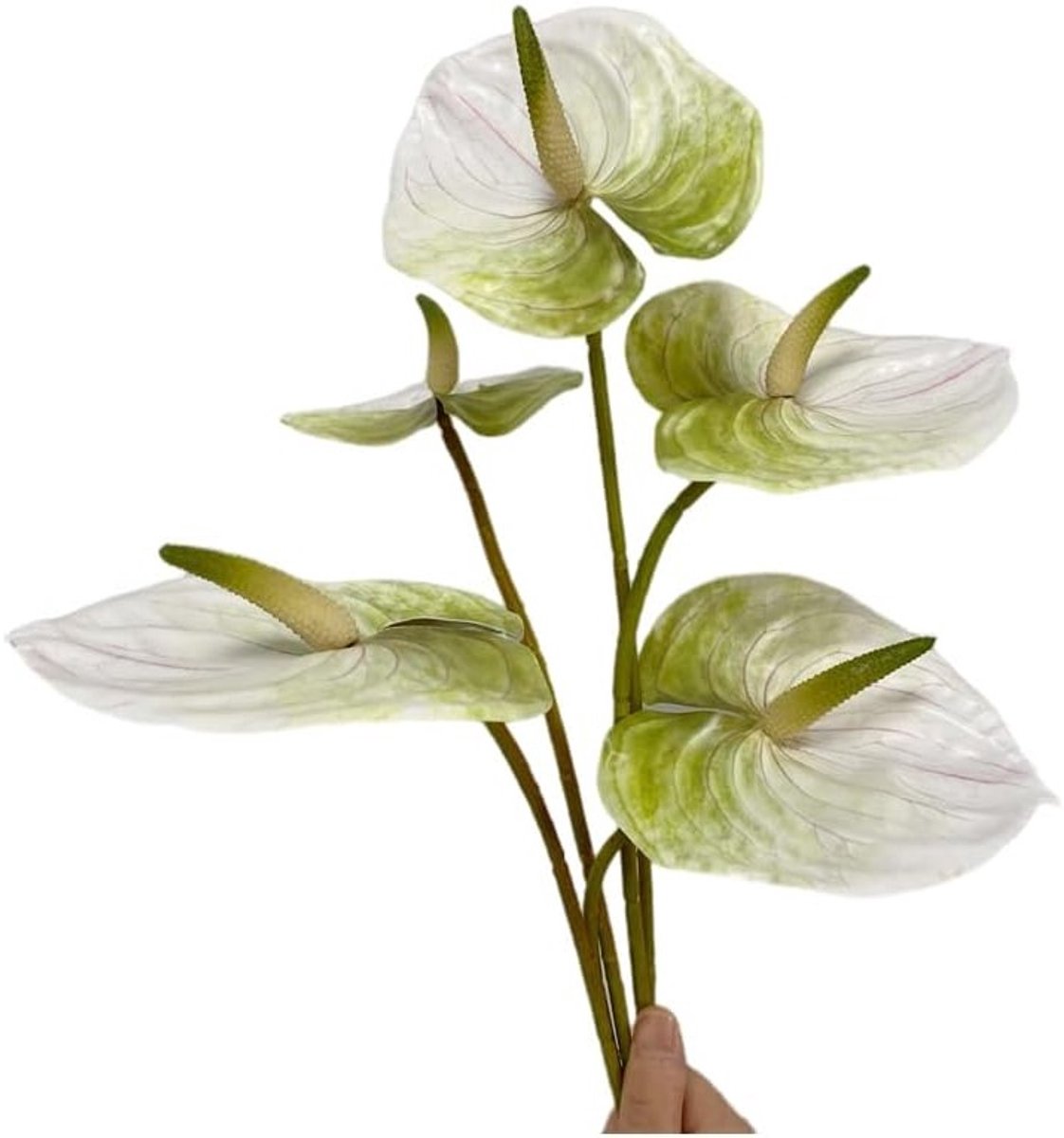 5 Stuks 24 Inch Kunstmatige Anthurium Lelies voor Hu decoration, Bruiloft en Feestdecoratie met Groene Bladeren en Bloemaccessoires