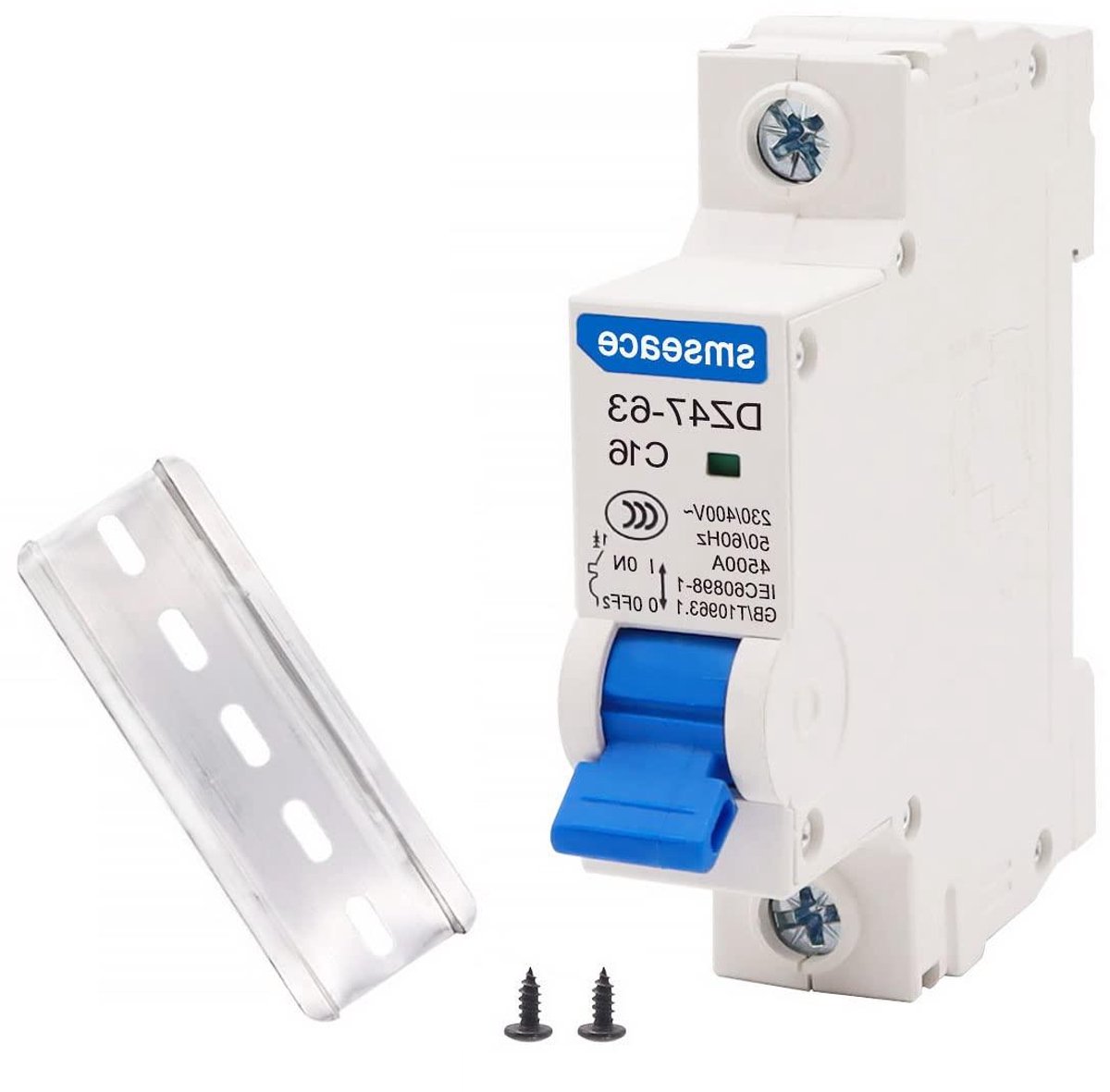 Miniatuur Circuit Breaker - Stroomonderbreker 16A - Beveiliging Installatie - 1-polig C-karakteristiek - 16 Ampère - Wit