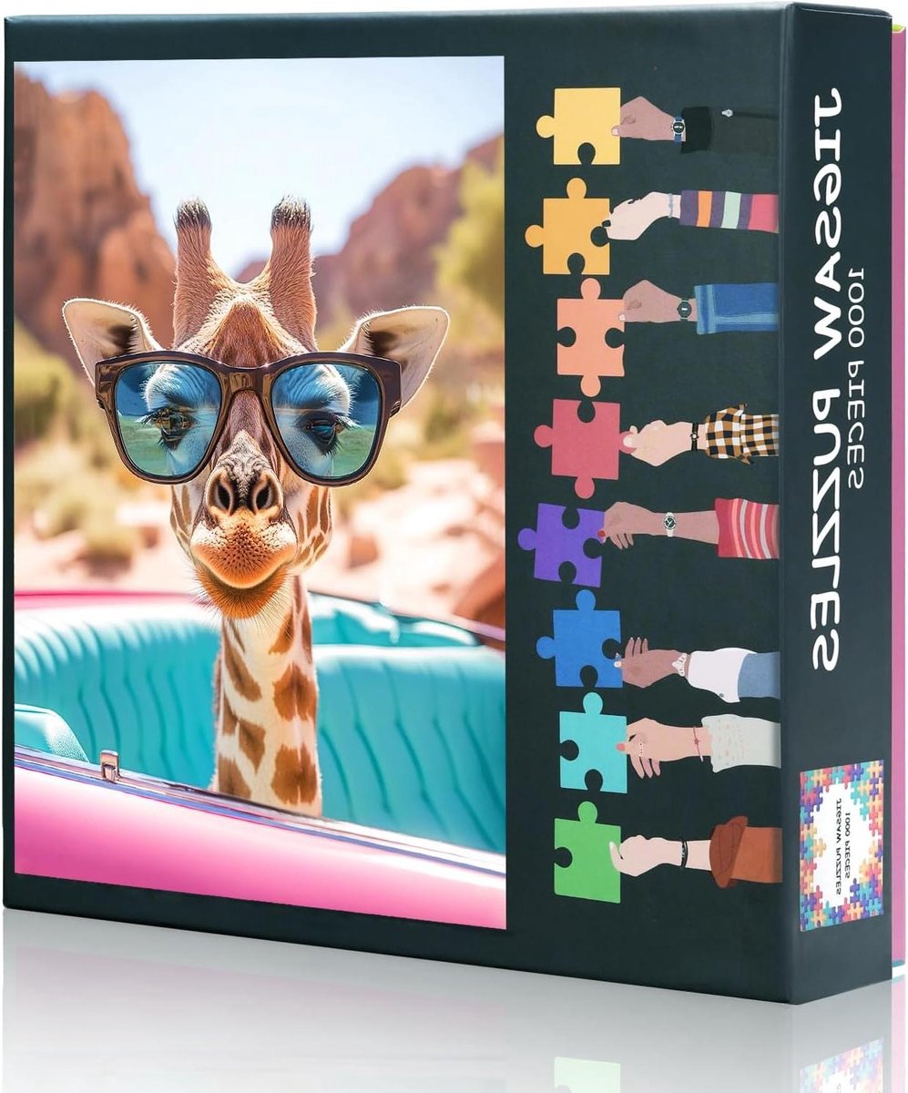 Puzzel 1000 stukjes - Legpuzzel Volwassenen - Ontspannend Tijdverdrijf - Dikke Kartonnen Stukjes - 70 x 50 cm - Giraffe