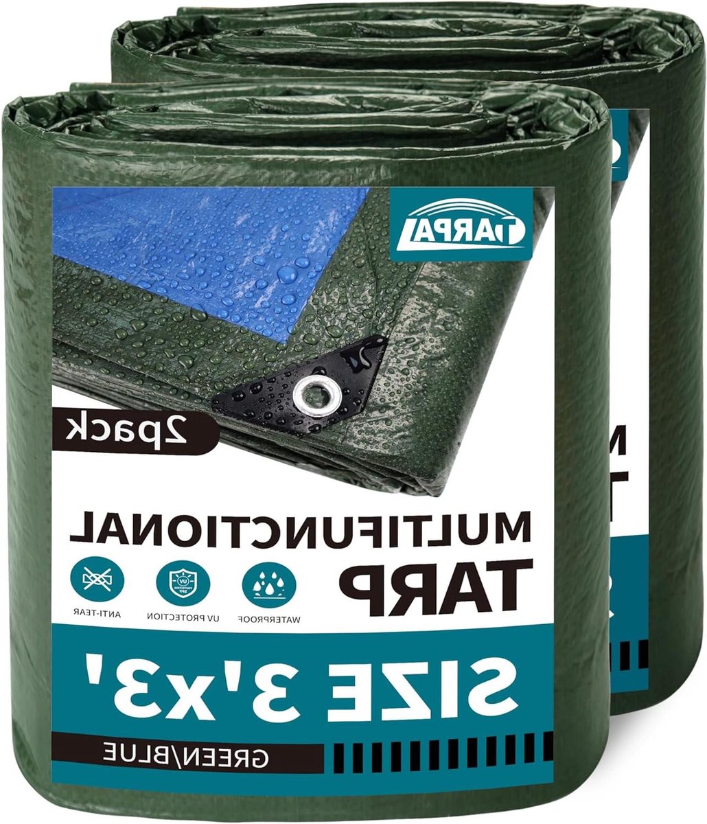 Zeildoek Waterdicht - Dekzeil Beschermhoes - Spullen Beschermen - Dubbelzijdig Gebruik - 3x3 voet - Groen/Blauw