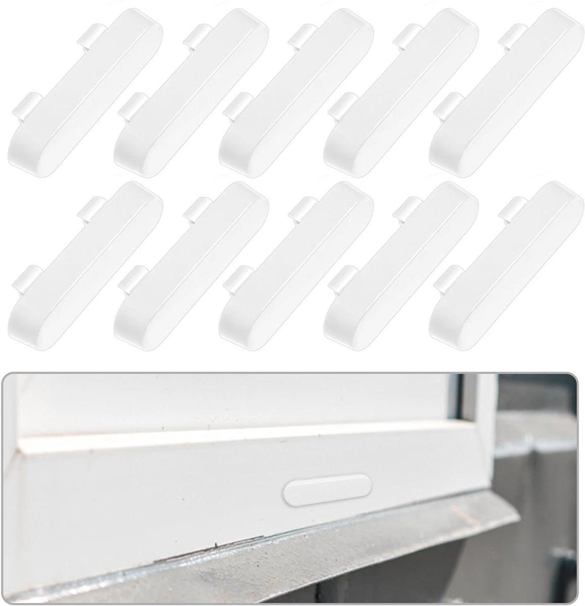 Drainageafdekkingen voor Ramen - Vensterbank-eindkappen - Voorkom Verstopping - Universele Pasvorm - 40 mm x 13 mm - Wit