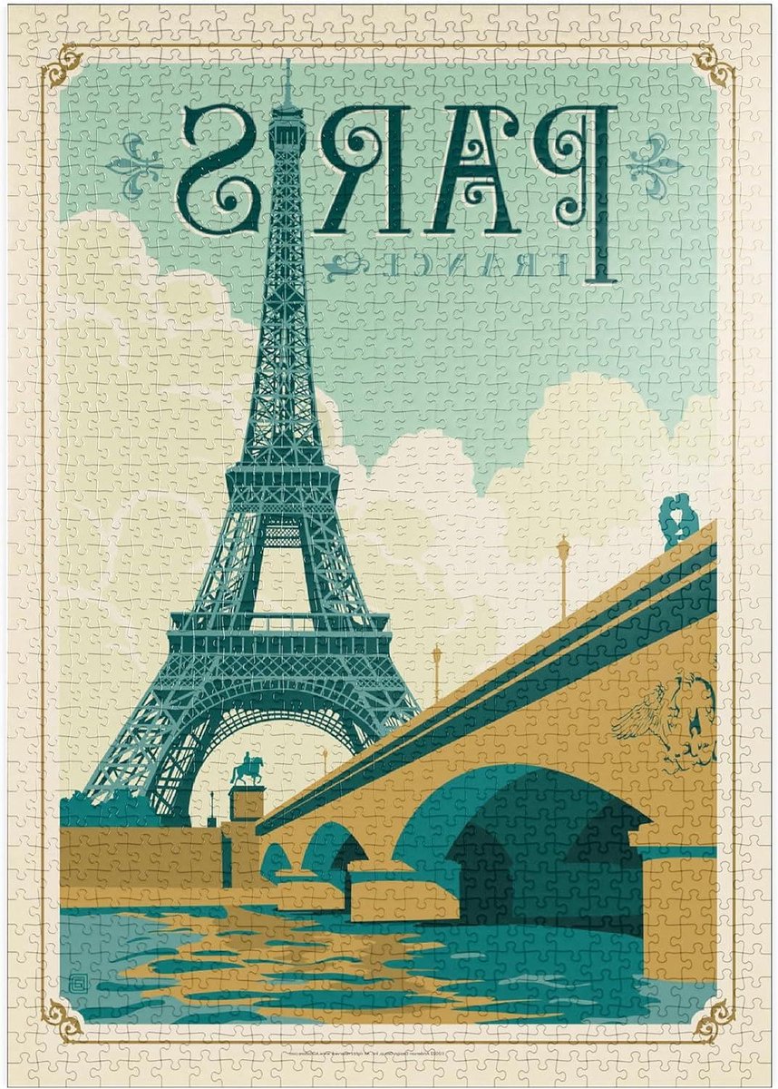 Legpuzzel Parijs - Puzzel Frankrijk Vintage - Ontspannen Tijdverdrijf - Hoge Resolutie Print - 1000 Stukjes - Meerdere Kleuren