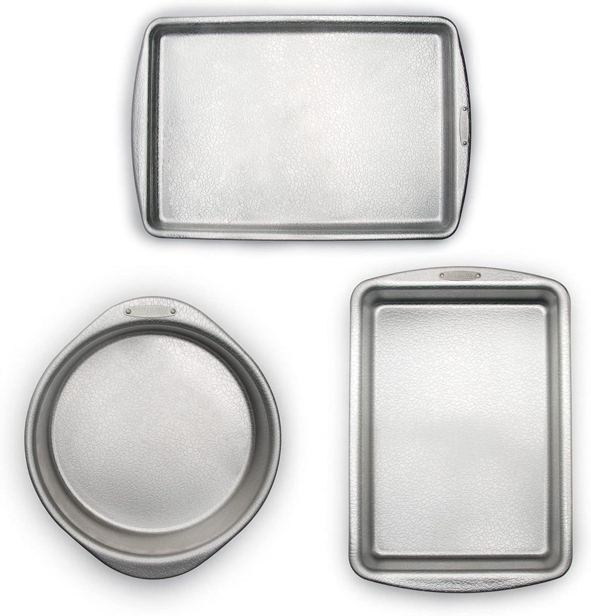 Bakvormen Set - Bakplaten Bakpannen - Bakken en Koken - Gepatenteerd Kiezelpatroon - 3 Delig - Zilver