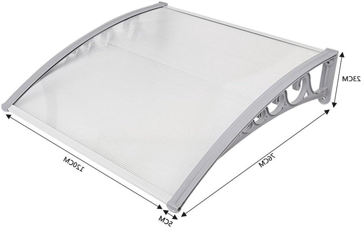 Voordeur Luifel - Zonnedak Bescherming - Droog Buiten Wachten - Dubbelwandig Polycarbonaat - 80 x 120 cm - Transparant