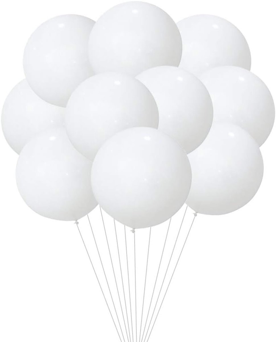 Grote 24" Biologisch Afbreekbare Latex Ballonnen - 10 Stuks voor Bruiloft, Verjaardagsfeest en Evenementdecoratie (Wit)