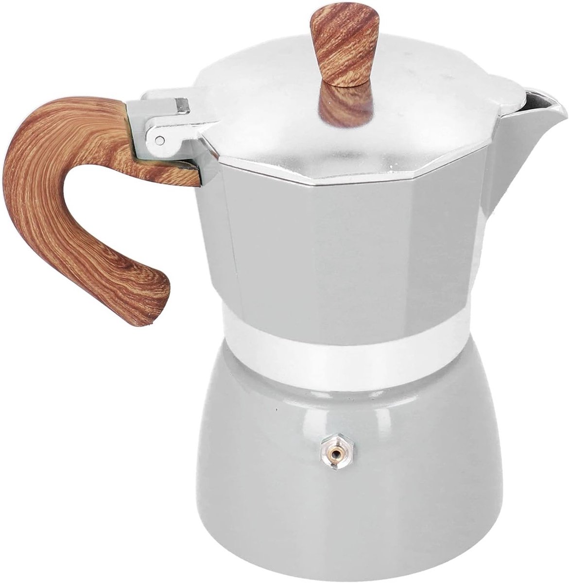 Koffiepot voor 3 Kopjes, Italiaanse Aluminium Koffie Maker met Deksel en Brandbeveiliging, Ideaal voor Kamperen en Reizen