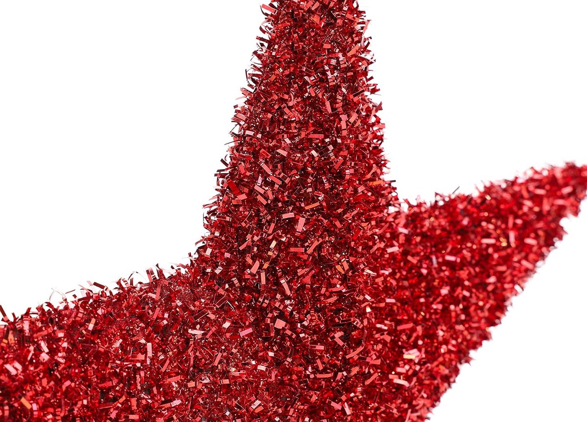 Boom Top Ster - Kerstboom piek - Kerstboom versieren - Fonkelend klatergoud ontwerp - 28 cm - Rood – foto 6