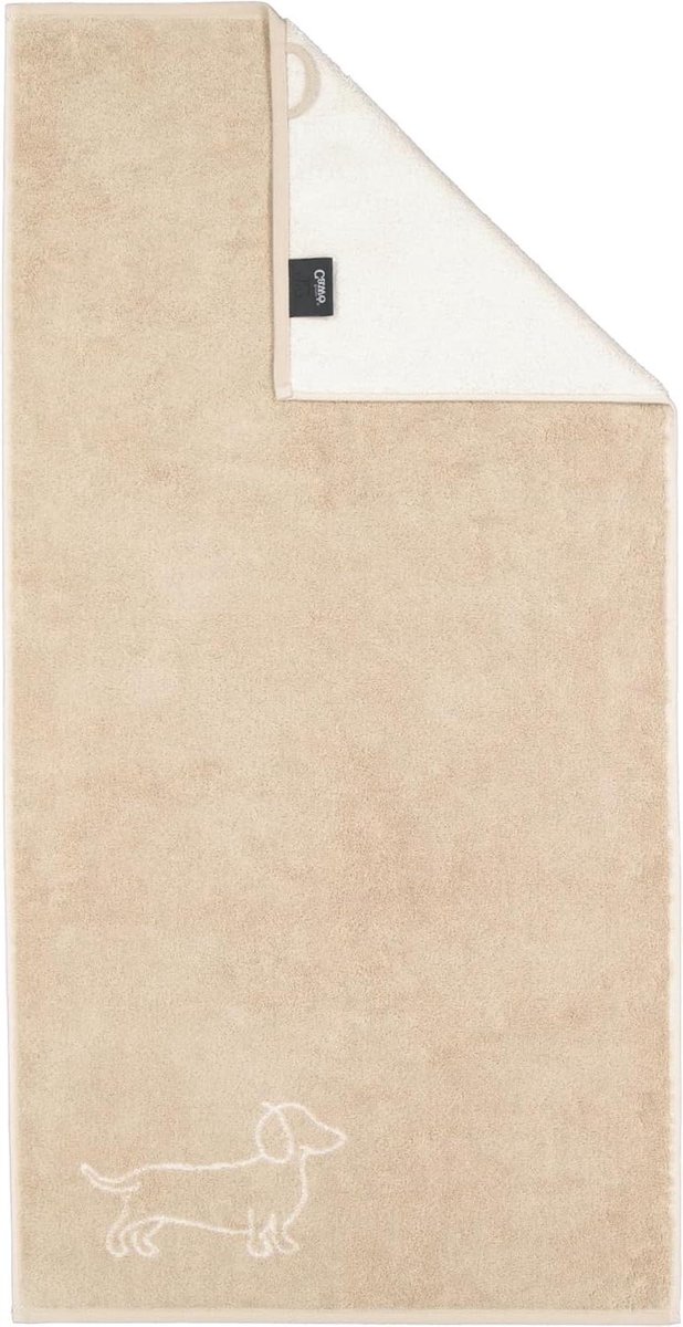 Handdoeken Hondenprint - Badkamertextiel Katoen - Badkamer Decoratie - Gemaakt in Duitsland - 80x150 cm - Natuur-beige