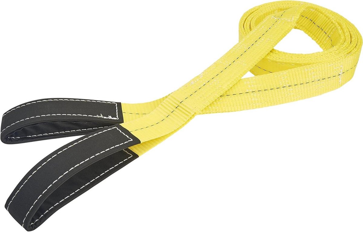Draagriem - Hefband hijsband - Zware objecten tillen - Lichter dan ketting - 3 meter x 5.1 cm - Geel Zwart