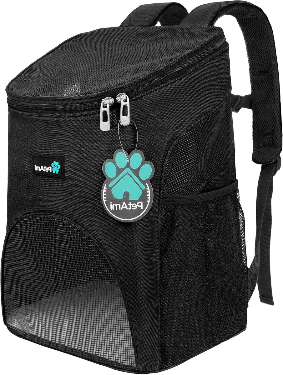 Rugzakdrager Huisdier - Draagtas Hond Kat - Reizen met Huisdier - Airline Goedgekeurd - 41 cm Hoog - Zwart