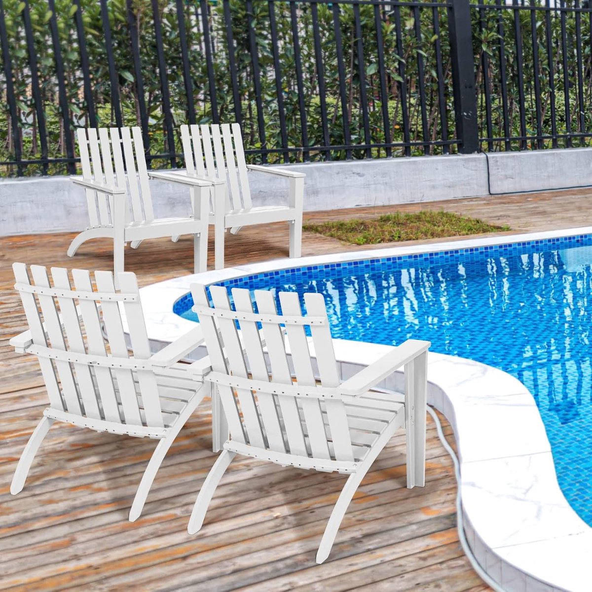 Adirondack tuinstoel acaciahout wit – - Wit - wit – Meuble Paris ergonomische - Medahomestore
