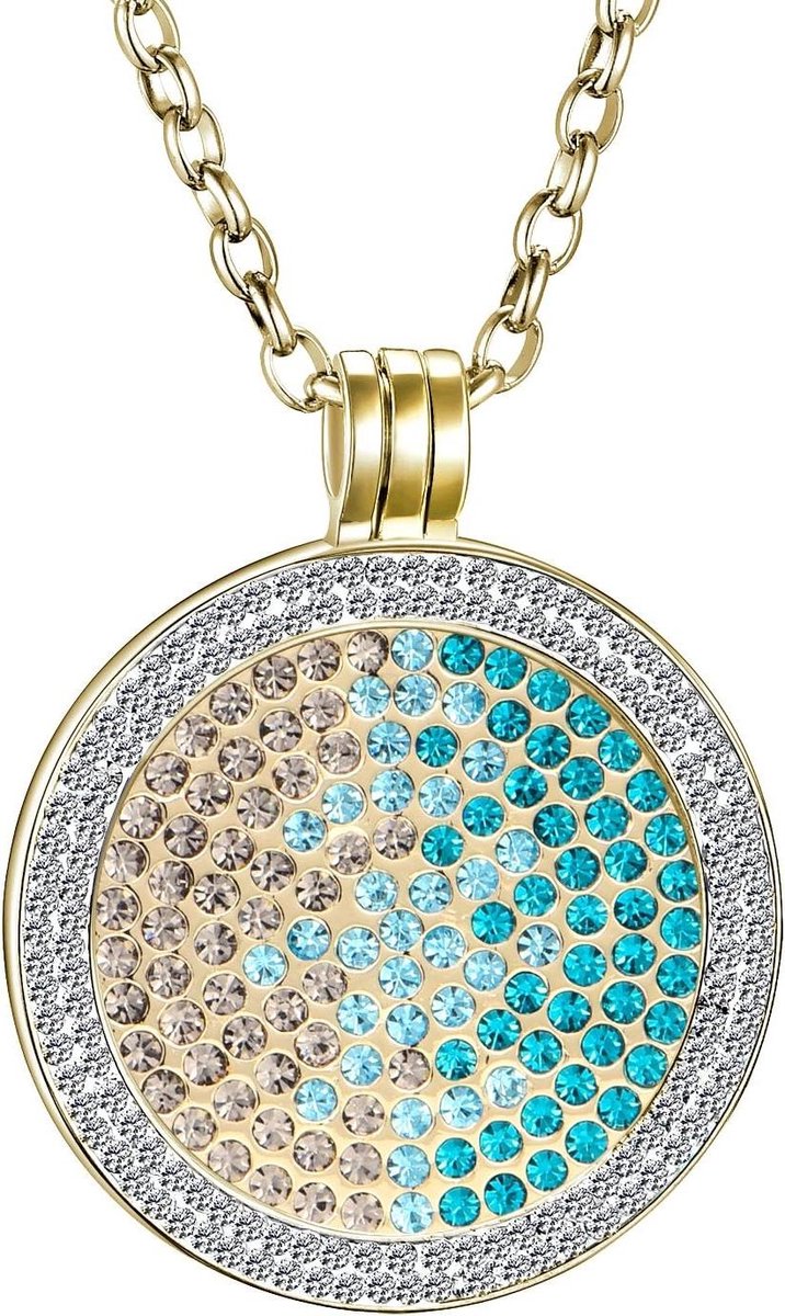 Dames Ketting - Gouden Munt - Stijlvol Accessoire - Verwisselbare Munt - 70 cm - Goud