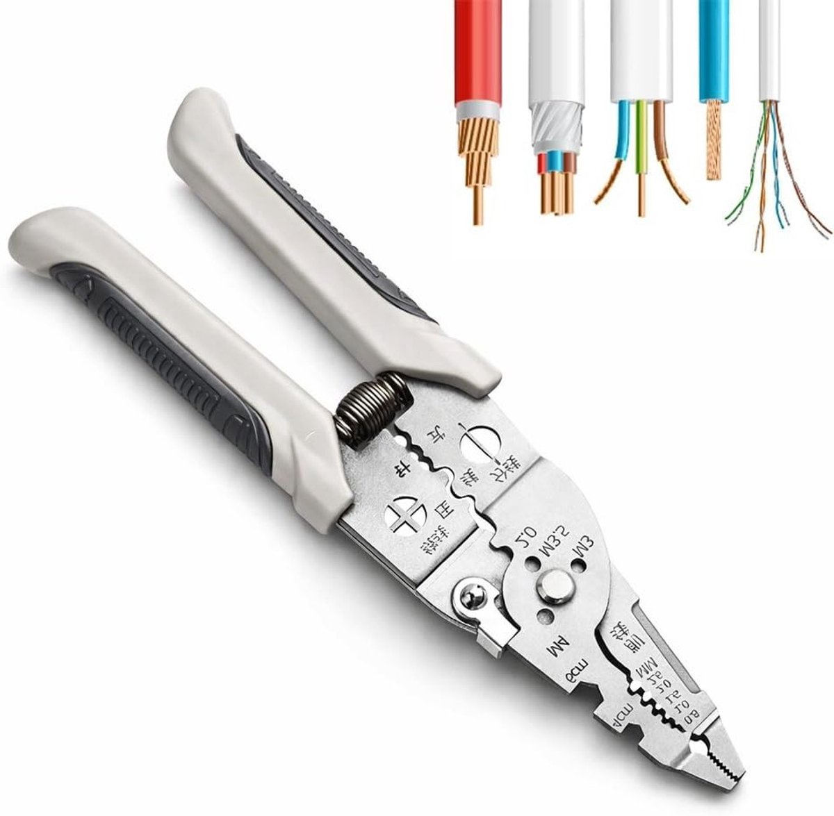 Veelzijdige 10-in-1 Draadstripper en Kniptang voor Elektriciens, Kabelstripper, Crimp- en Knipfunctie voor Elektrische Installaties, Auto Reparaties en Doe-Het-Zelf Projecten