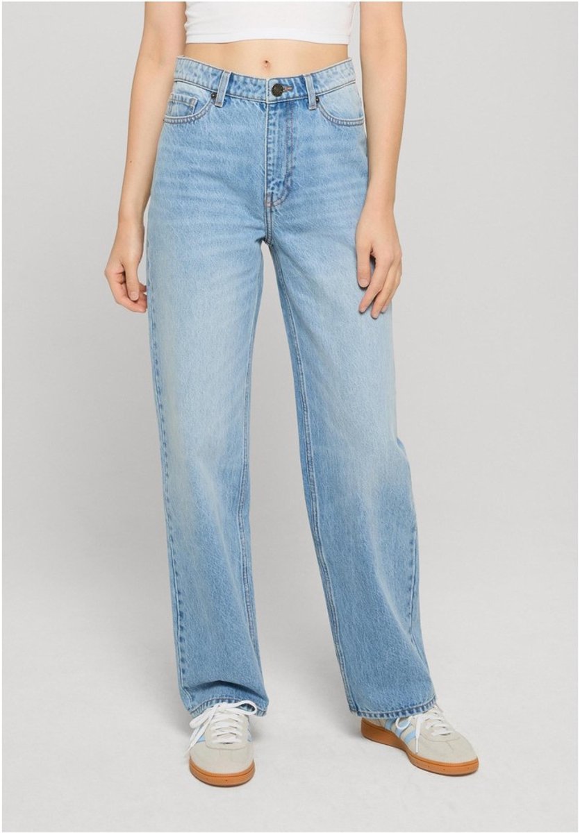 Urban Classics Ladies Mom Jeans Jeans Katoen Blauw