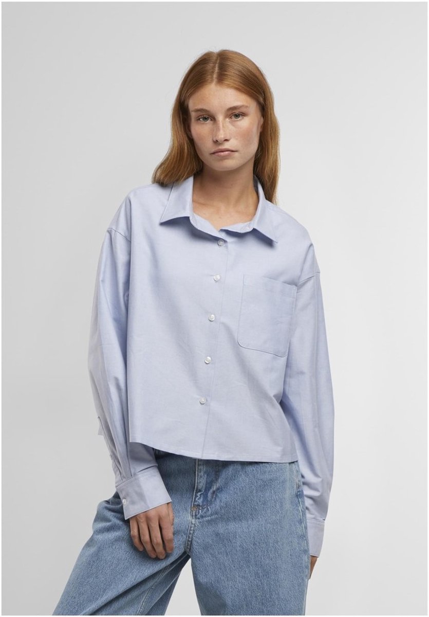 Urban Classics Short Oxford Blouse XS Blauw