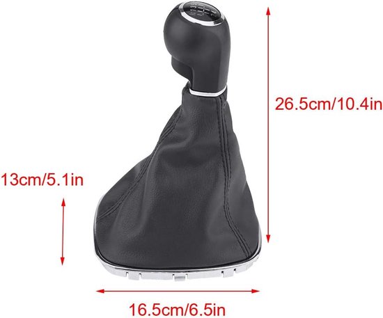 Pomo Cambio Auto - Manopola Leva Cambio - Vervangen Versnellingspook - Met 5-Versnellingen Aanduiding - 26.5 cm - Zwart en Zilver van Merkloos — afbeelding 5