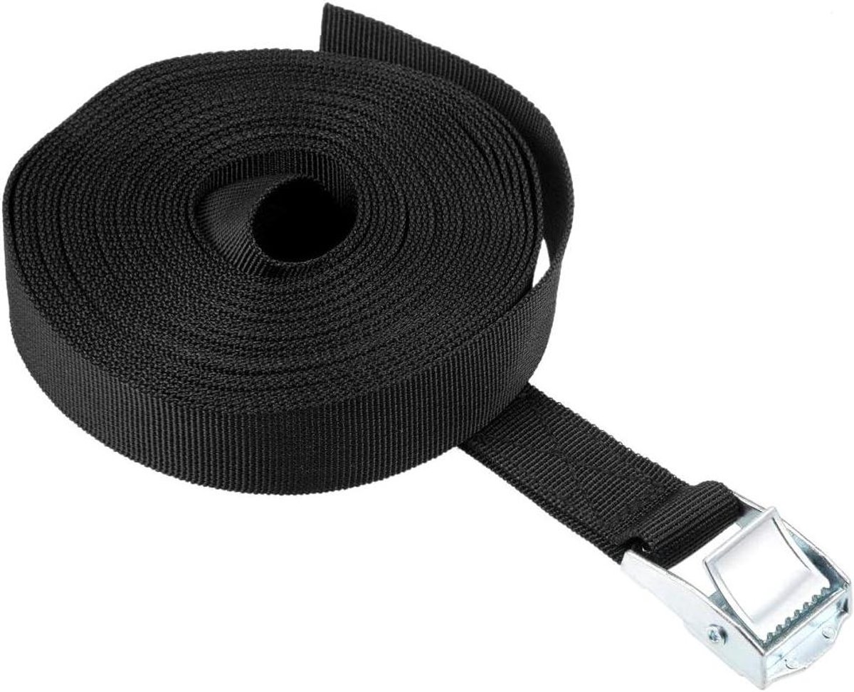 Sjorband met Gesp - Spanband Vastzetband - Lading Zekeren - Hoge Treksterkte - 5 Meter x 25 mm - Zwart