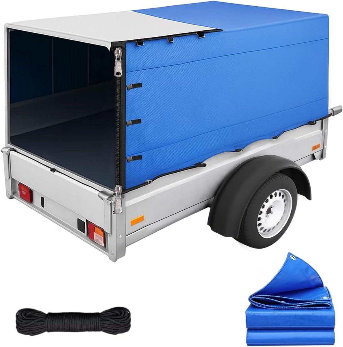 Aanhanger Dekzeil - Trailer Afdekking - Aanhanger Beschermen - Met Opening - 210x114x110cm - Zwart