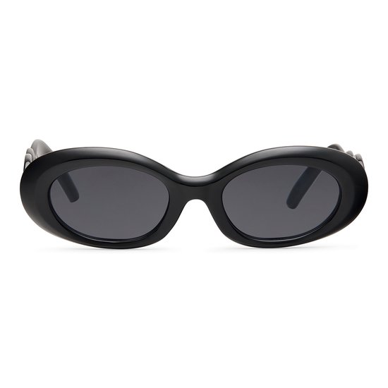 Zwarte festival zonnebril - Dames - Retro Ovalen Zonnebril - Zwarte Glazen - UV400 UV-bescherming - Trendy Fashion Sunglasses — afbeelding 2