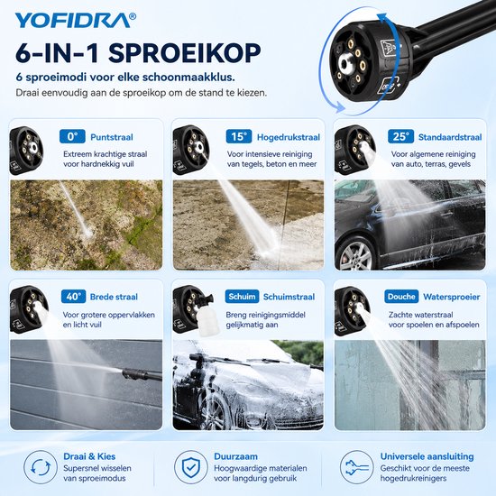 M-Goods - Draadloze Hogedrukreiniger op Accu 200 BAR - Accu Hogedrukspuit met 2 Batterijen - Krachtige Draagbare Hogedrukreiniger voor Auto, Terras, Tuin & Buitenreiniging van Merkloos	 — afbeelding 3