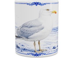 Mok Zilvermeeuw Larus argentatus Delfts Blauw - Koffiemok Kust en Zee - Hollands Souvenir Cadeau