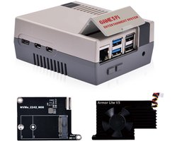 Jhubersproducts - Game 5 Pi Case - Raspberry Pi 5 - Optimale koeling - Retro design - M.2 NVMe PCIe Board - Voor gamers - Met koeler en ventilator