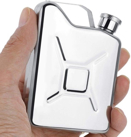 Dailygoody - Platte Fles - Roestvrij Stalen Whiskyfles - Draagbaar - Zilver - Alcoholfles voor Camping en Barbecue - Geschikt voor Reizen - Compa — afbeelding 4