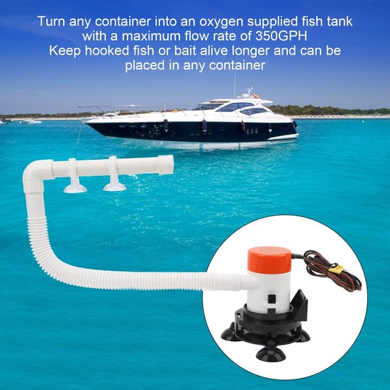 VT Goods - Boot Beluchting Pomp - Draagbare Aas Pomp - 12V - Beluchter voor Vis Bewaar Tank - Sterke Zuurstofvoorziening - Geschikt voor Elk Contain... van Merkloos — afbeelding 5