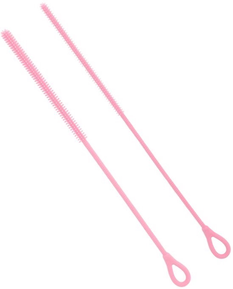 2Pcs Siliconen Rietjesborstels - 25cm Lange Reinigingsborstels - 6mm en 9mm Diameter