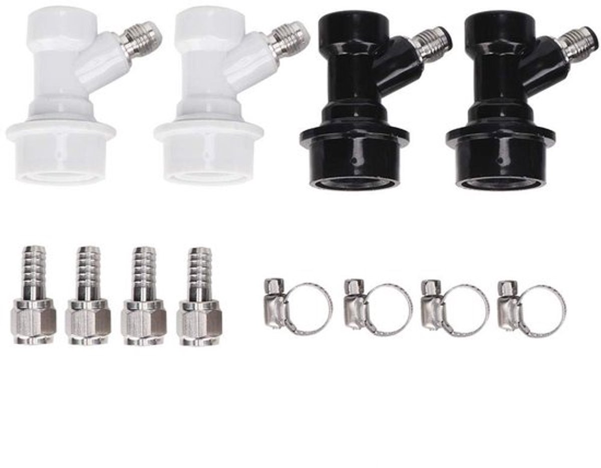 Keg Disconnect Ball Lock - 4 stuks Draad Ball Lock Keg Aansluitingen Plastic Connector met Adapter Klem
