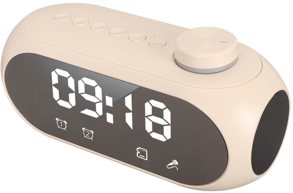 Smoakez - Digitale Wekkerradio - Bluetooth-luidspreker - RGB-verlichting - Beige - FM-radio - Opladen van Type C - Geschikt voor Slaapkamer - Beige