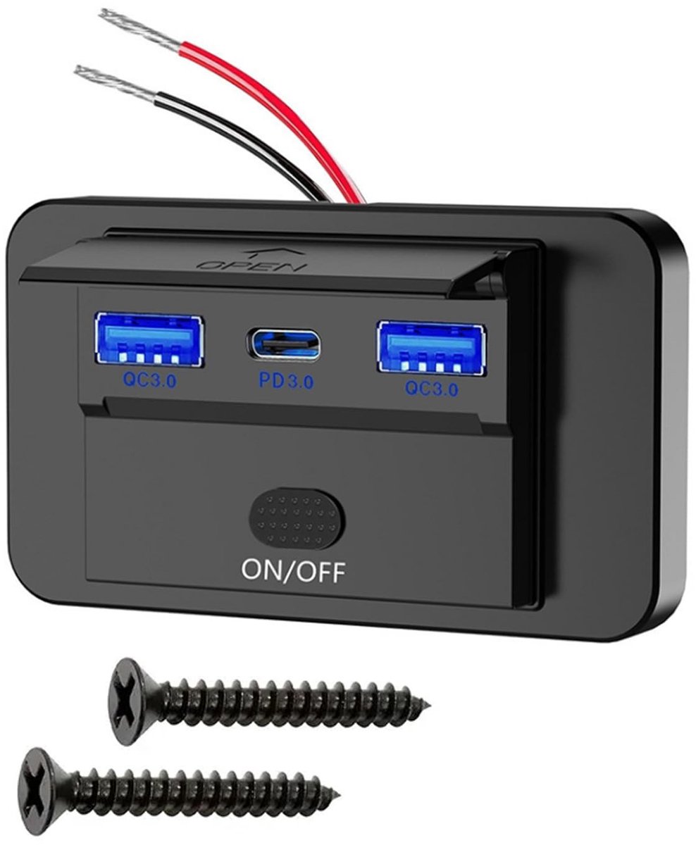 Smoakez - USB-stopcontact - dual USB oplader - waterdicht - 12 V/24 V - QC3.0 technologie - ideaal voor auto en marine