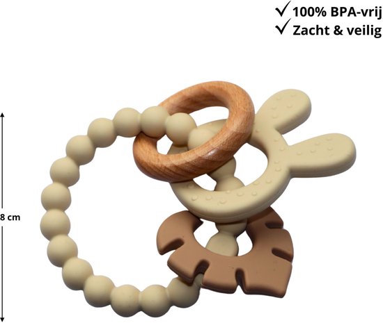 Zibbi Siliconen Bijtring & Speenkoord Set - 3-delig - BPA-vrij - Baby Bijtring - Speenkoord - Baby Cadeau - Soft Yellow - 0+ maanden van Zibbi — afbeelding 5