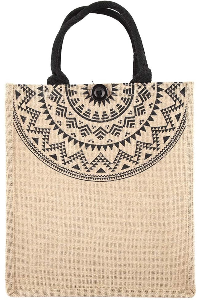 Elzusha - Vintage Square Gunny Bag - Jute Handtas - Duurzaam en Herbruikbaar - Maat M - Milieuvriendelijk - Perfect voor Feesten en Evenementen