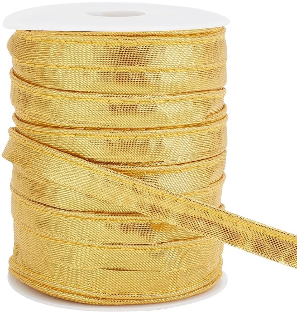 Dailygoods - Biasband - Decoratief - Goud - Polyester - 50 m - Voor leidingen - Geschikt voor alle gelegenheden - 12 mm