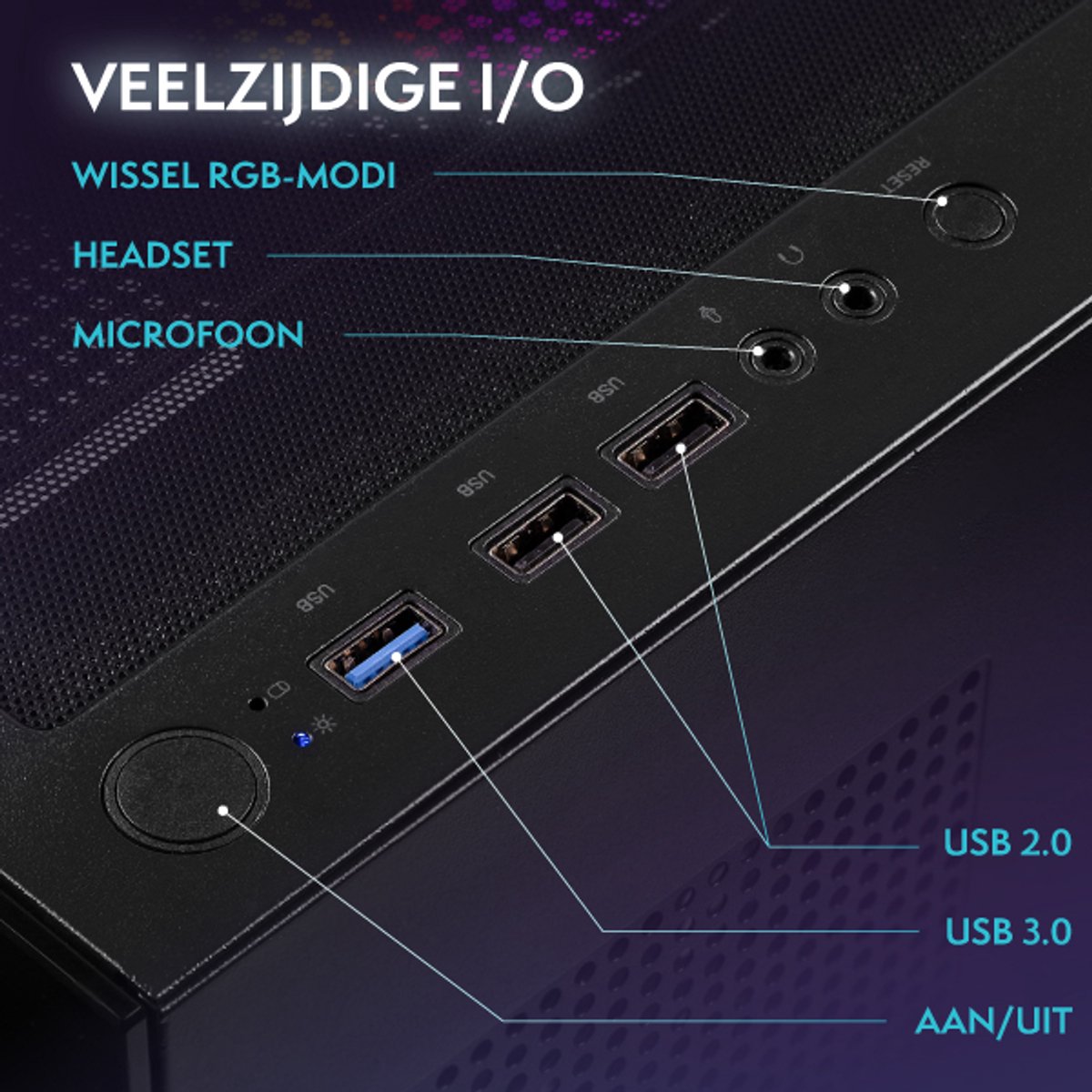 Vibox Gaming PC Set - Ryzen 3 3200G - Onboard Videokaart - 16GB RAM - 1TB SSD - Windows 11 - WiFi 6 + Bluetooth 5.4 - 22" Monitor + Accessoires — cadeau in Elektronica - foto 7