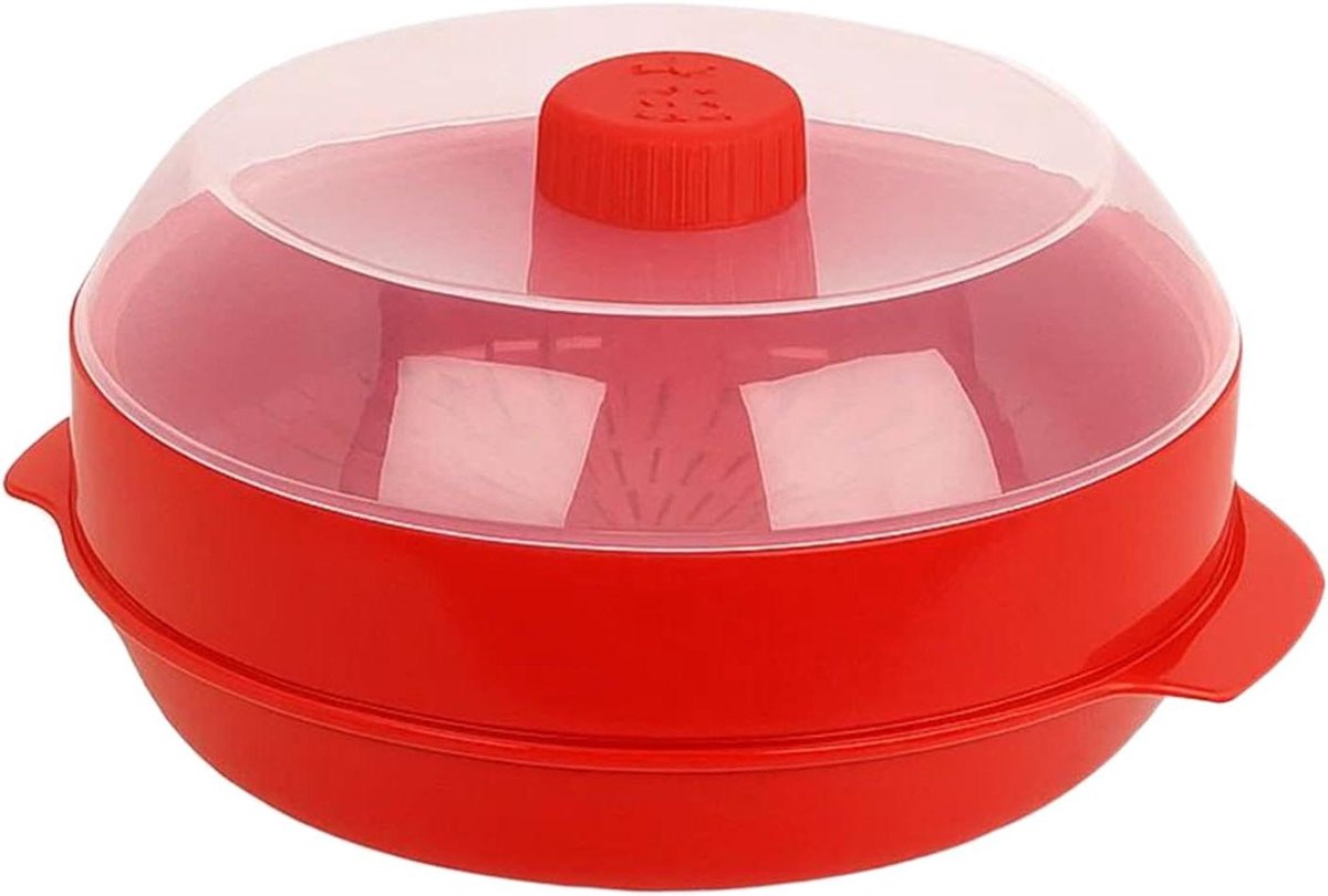 Magnetron Stoompan - Dubbele Laag - Gezond Koken - Behoudt Smaak - 21x21x18 cm - Rood