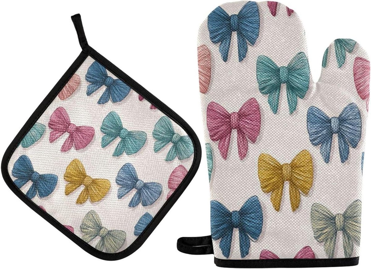 Ovenwanten Set - Keukenwanten Pothouders - Veilig Koken - Waterproof Polyester - Set van 2 - Wit