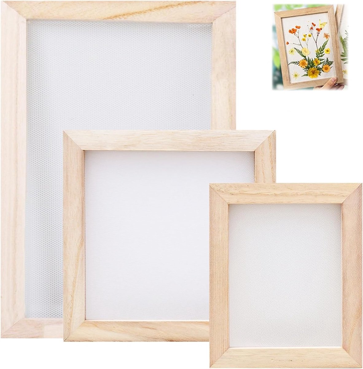 3 Stuks Papieren Productie Frames in 3 Maten voor DIY Papercrafts, Handgemaakte Papieren Schalen voor Creatieve Projecten en Kunstwerken (15x18+20x20+20x30cm)