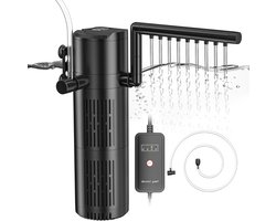 5-in-1 Binnenfilter met 6W UV Purifier voor Aquariums - Verstelbare Doorstroom voor 20L-1500L Watertanks, 800L/H Capaciteit