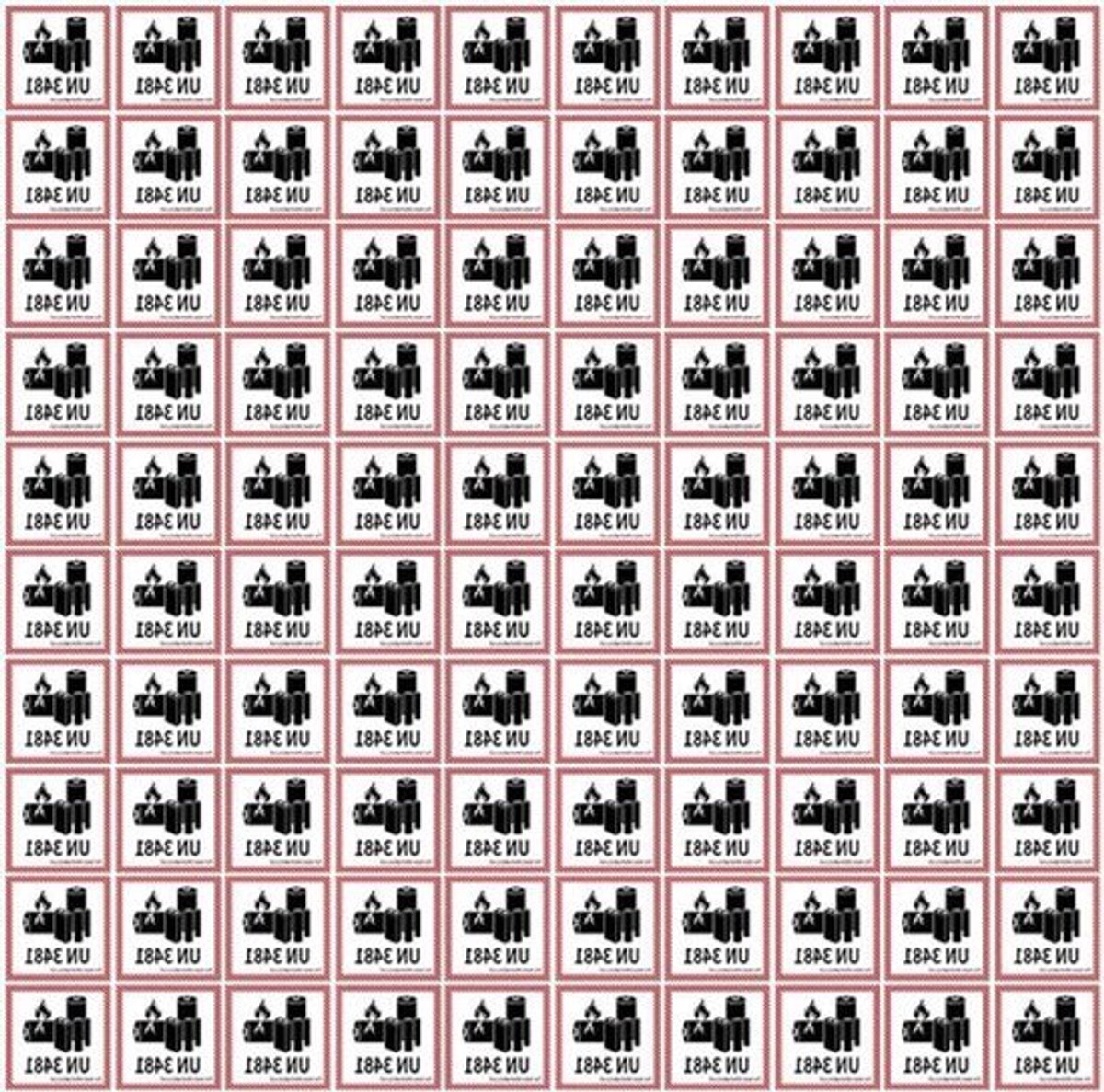 Waarschuwingslabels Lithium Ion UN3481 - Set van 100 Stuks - Sticker 100x100mm - 4"x 4"